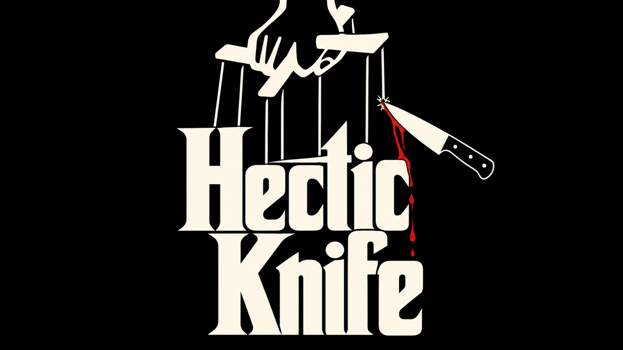 Hectic Knife — original puppet-and-knife title artwork