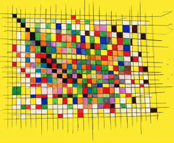 Greg DeLiso original colorful grid artwork